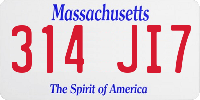 MA license plate 314JI7