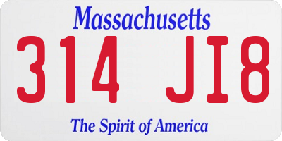 MA license plate 314JI8