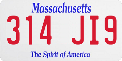 MA license plate 314JI9