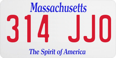 MA license plate 314JJ0
