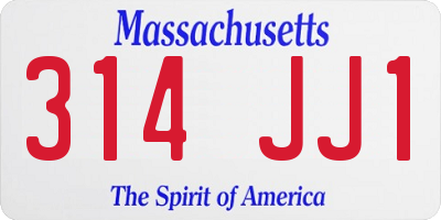 MA license plate 314JJ1