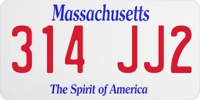 MA license plate 314JJ2