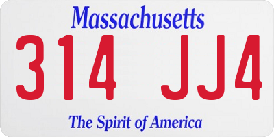 MA license plate 314JJ4