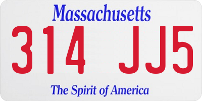 MA license plate 314JJ5