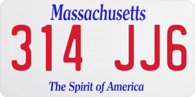MA license plate 314JJ6