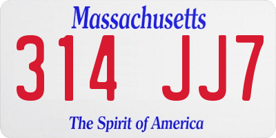 MA license plate 314JJ7