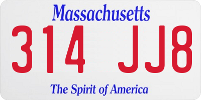 MA license plate 314JJ8