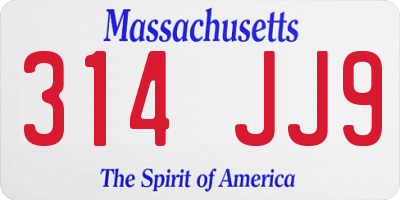 MA license plate 314JJ9
