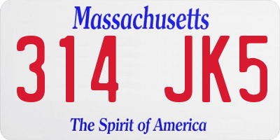 MA license plate 314JK5
