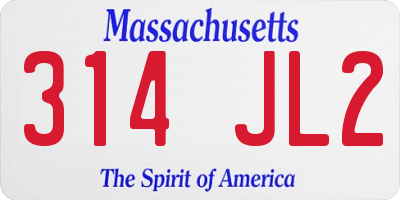 MA license plate 314JL2