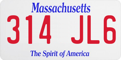 MA license plate 314JL6