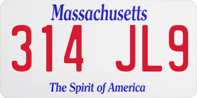 MA license plate 314JL9