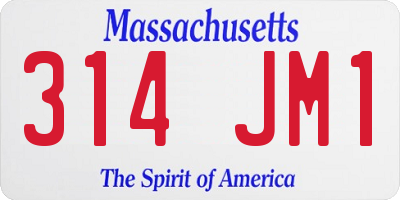 MA license plate 314JM1