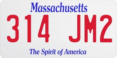 MA license plate 314JM2
