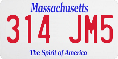 MA license plate 314JM5
