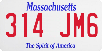 MA license plate 314JM6