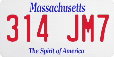 MA license plate 314JM7