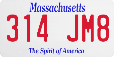 MA license plate 314JM8