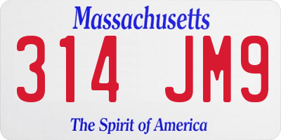 MA license plate 314JM9