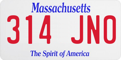 MA license plate 314JN0
