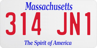 MA license plate 314JN1