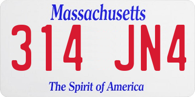 MA license plate 314JN4