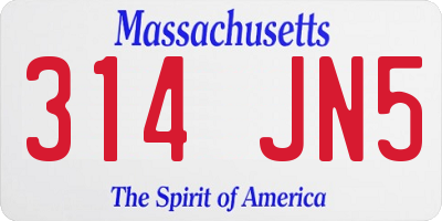 MA license plate 314JN5