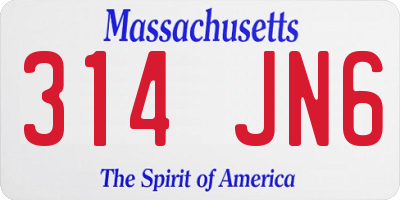 MA license plate 314JN6