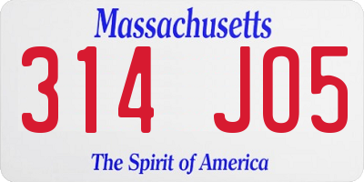 MA license plate 314JO5