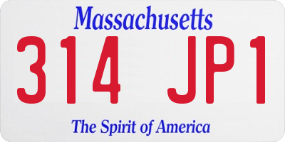MA license plate 314JP1
