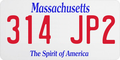 MA license plate 314JP2