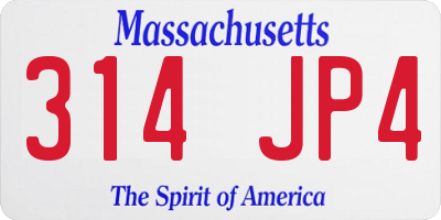 MA license plate 314JP4