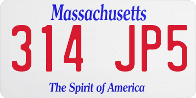 MA license plate 314JP5