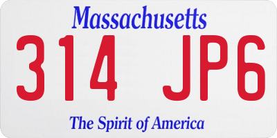 MA license plate 314JP6