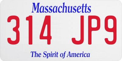 MA license plate 314JP9