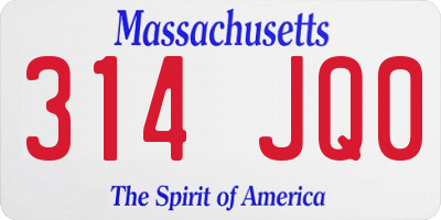 MA license plate 314JQ0