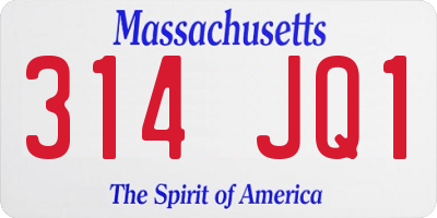 MA license plate 314JQ1