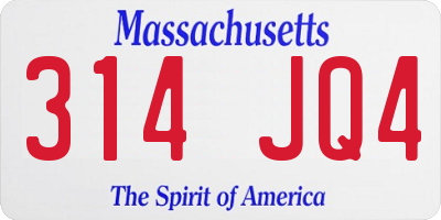 MA license plate 314JQ4