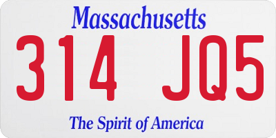 MA license plate 314JQ5