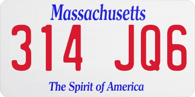 MA license plate 314JQ6
