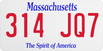 MA license plate 314JQ7