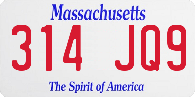 MA license plate 314JQ9