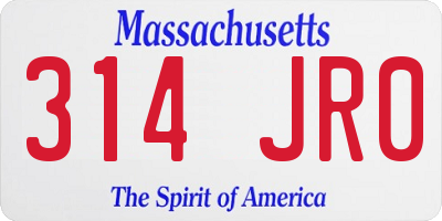 MA license plate 314JR0