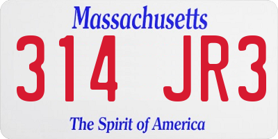 MA license plate 314JR3