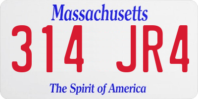 MA license plate 314JR4