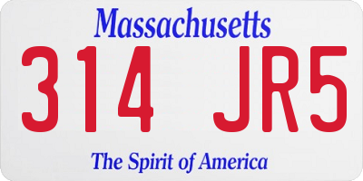 MA license plate 314JR5