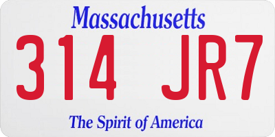 MA license plate 314JR7