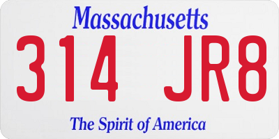MA license plate 314JR8