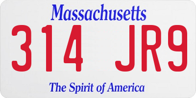 MA license plate 314JR9