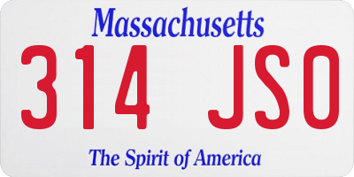 MA license plate 314JS0